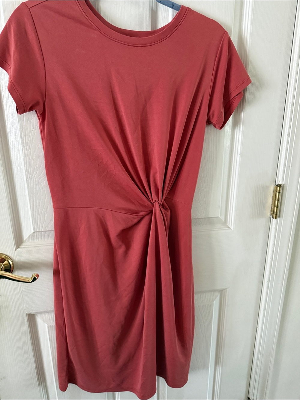 LOFT Dusty Rose Twist-Front Short Sleeve Dress